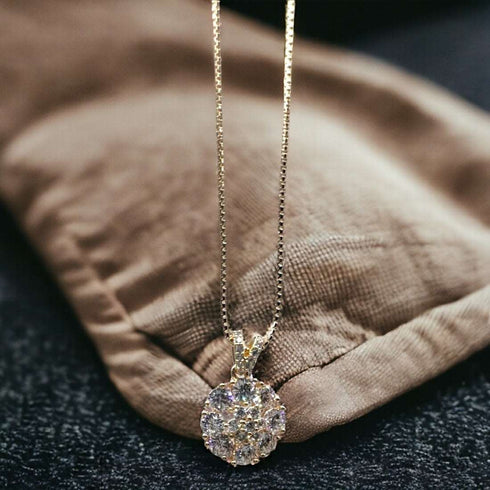 Diamond Flower Pendant Necklace - D162